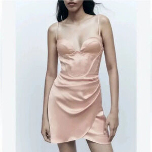 Zara Satin Effect Corset Dress